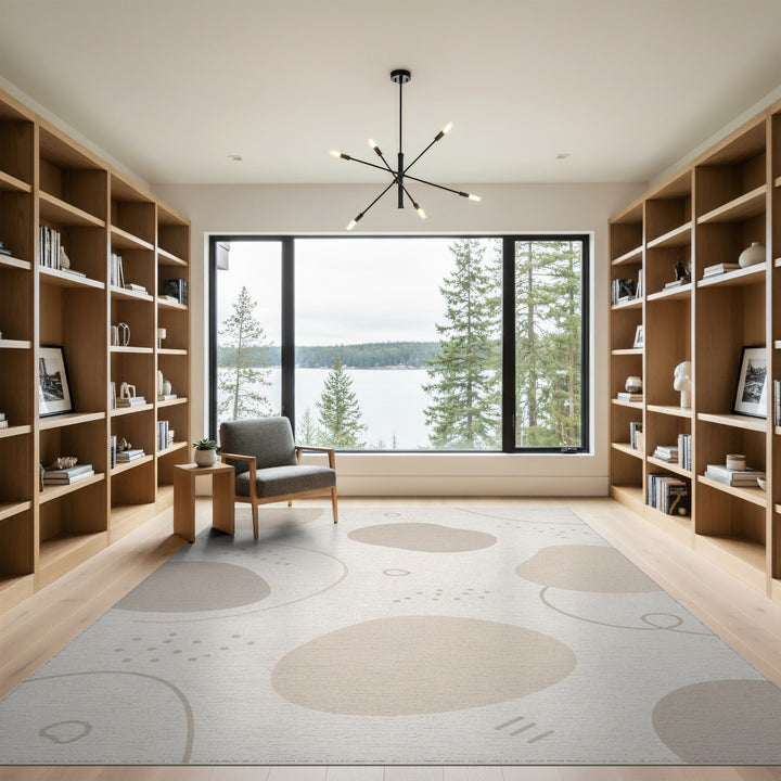 Beige Organic Abstract Area Rug