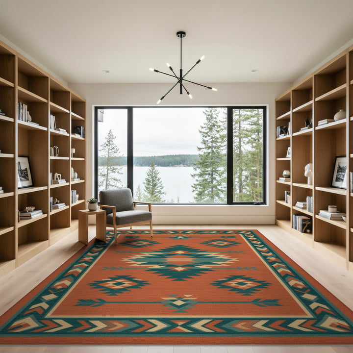 Southwestern Orange Geometric Area Rug