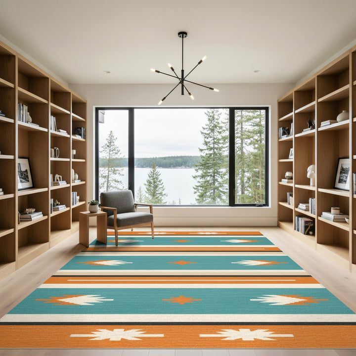 Southwestern Teal Arrowhead Area Rug