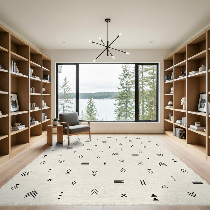 Black White Geometric Area Rug