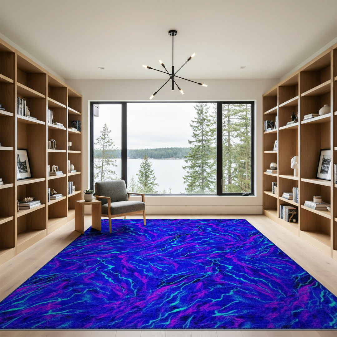 Blue Teal Abstract Swirl Abstract Area Rug