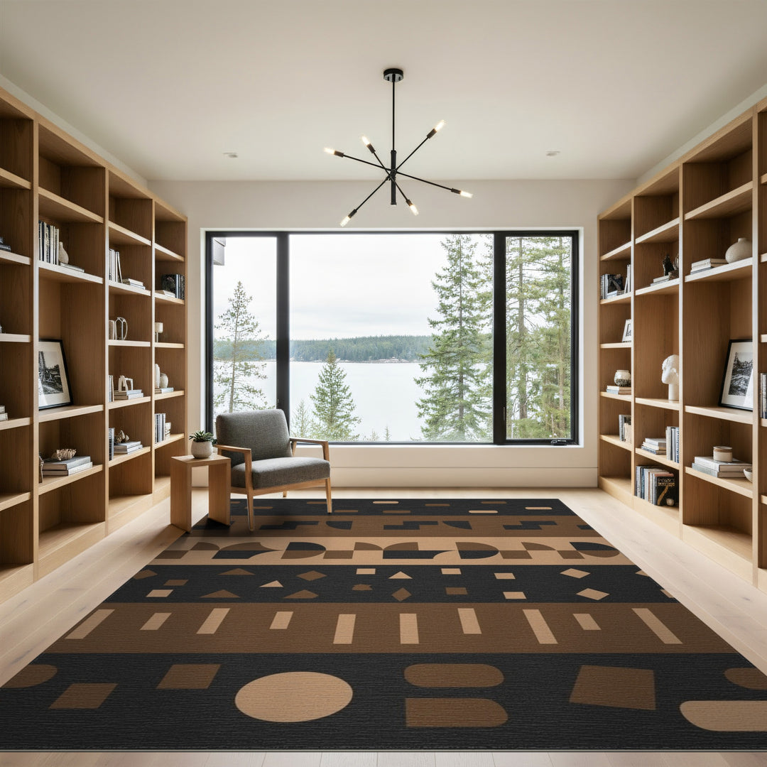 Geometric Brown Tan Area Rug