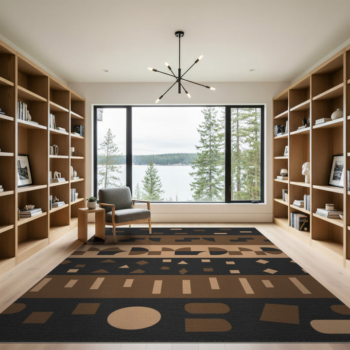 Geometric Brown Tan Area Rug