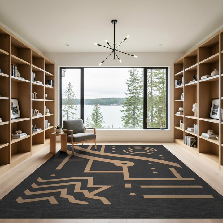 Geometric Modern Brown and Tan Brown Tan Geometric Abstract Area Rug