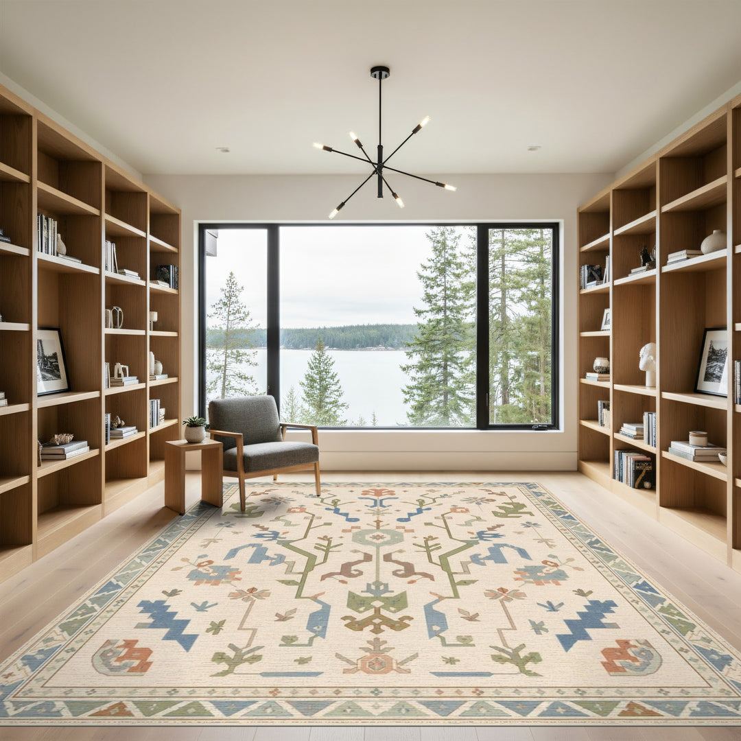 Heritage Tribal Blue Teal Area Rug