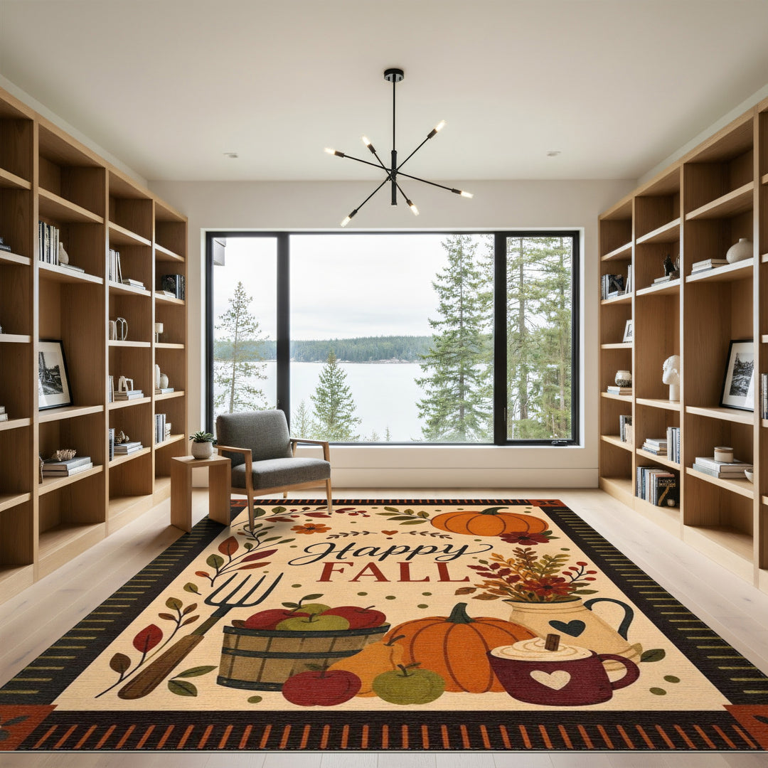 Happy Fall Pumpkin Harvest Area Rug