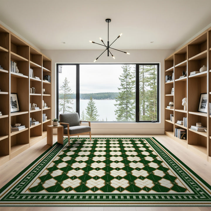 Green Heart Lattice Area Rug