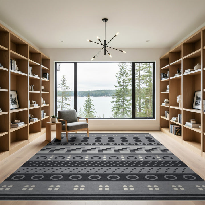 Grey Geometric Modern Area Rug