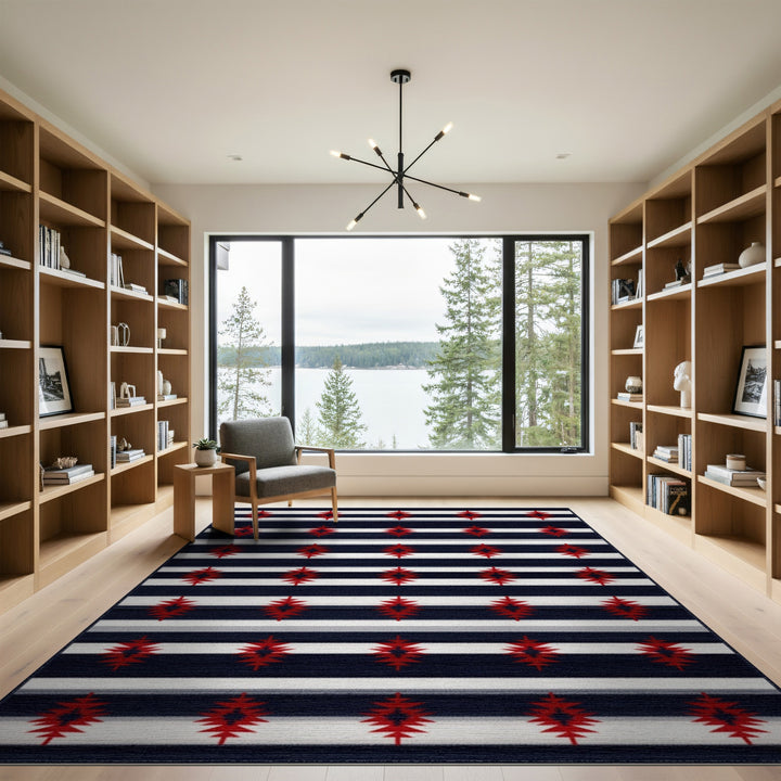 Red Star Southwestern Striped Area Rug