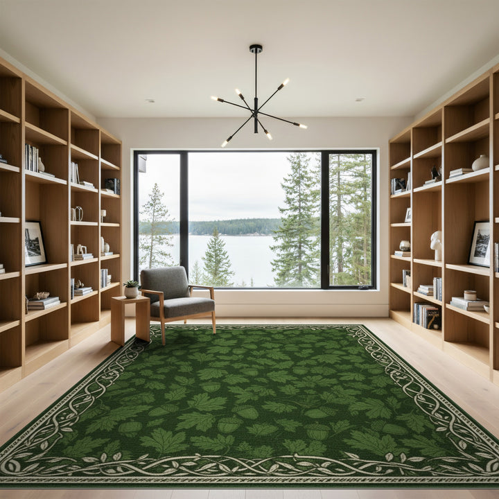 Green Oak Leaf Acorn Area Rug