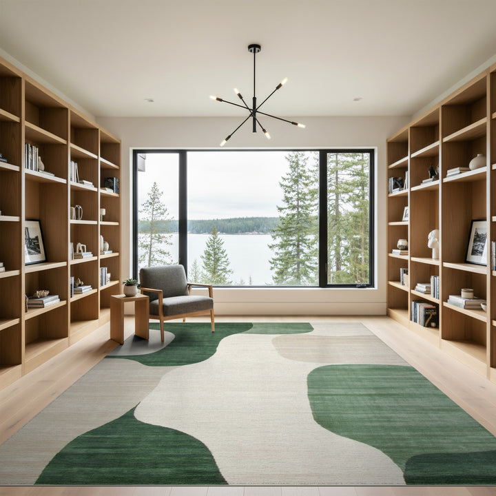 Green Organic Abstract Area Rug