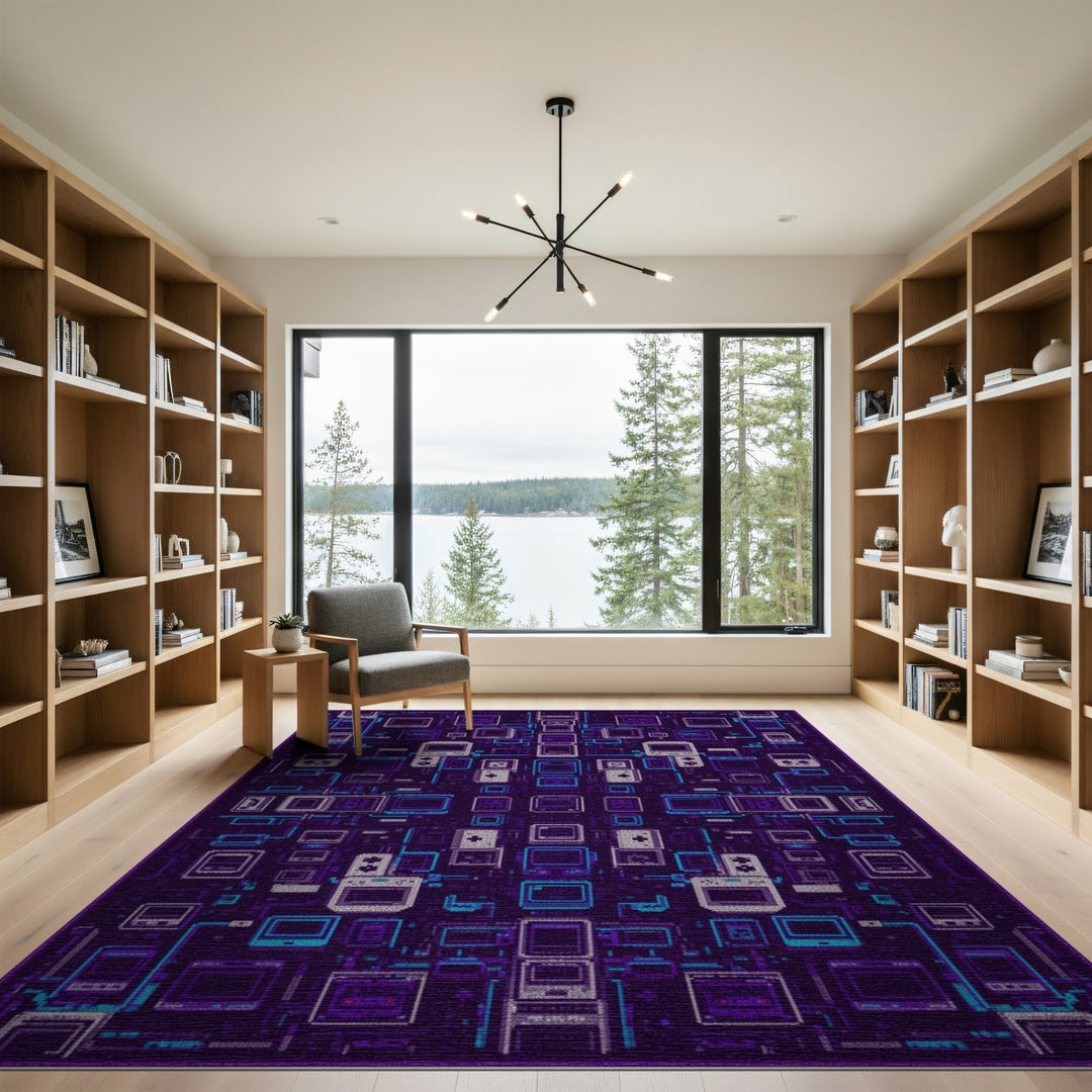 Purple Pixel Gaming Area Rug