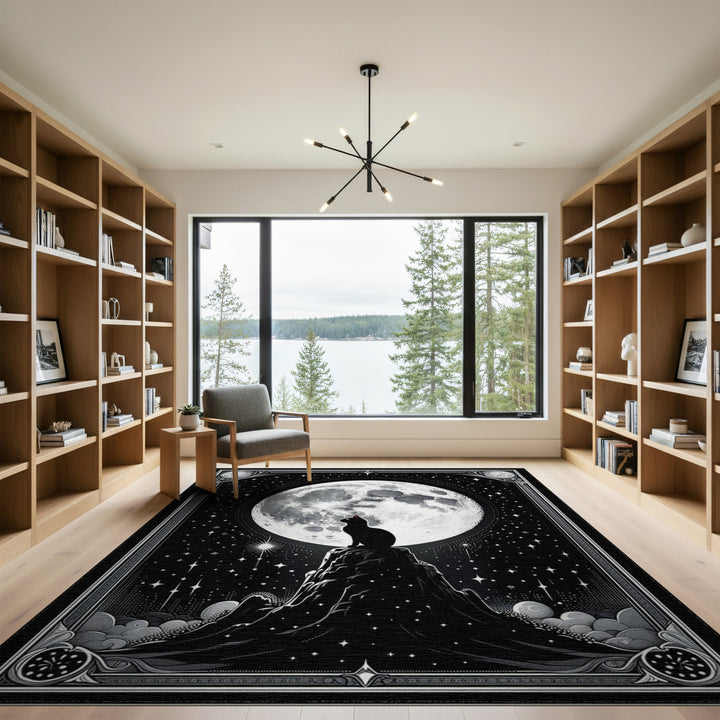 Moonlit Cat Silhouette Area Rug