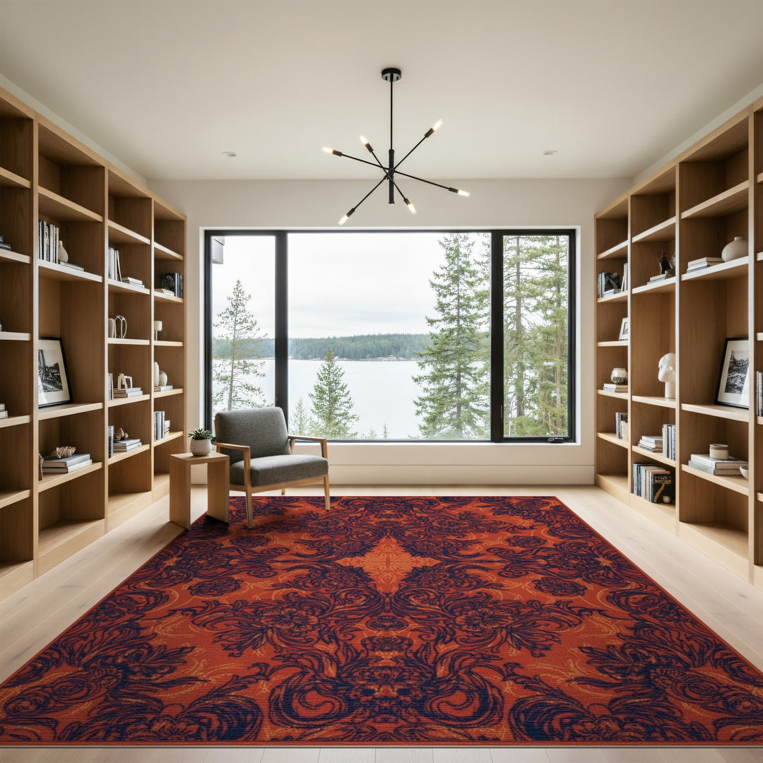 Floral Vintage Bold Red Floral Vintage Area Rug