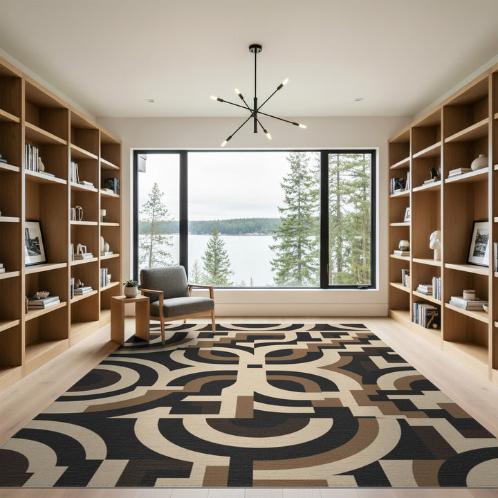 Modern Geometric Brown Area Rug