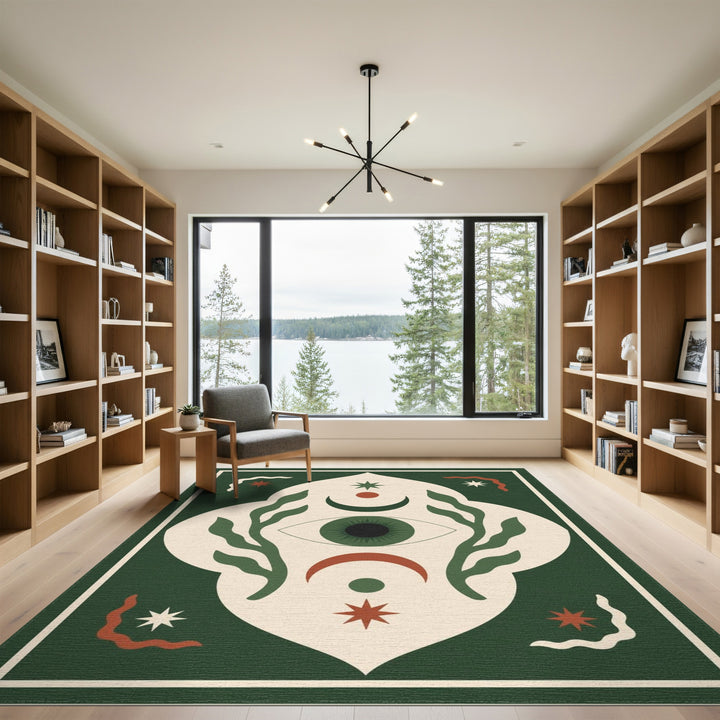 Green Mystic Eye Boho Area Rug