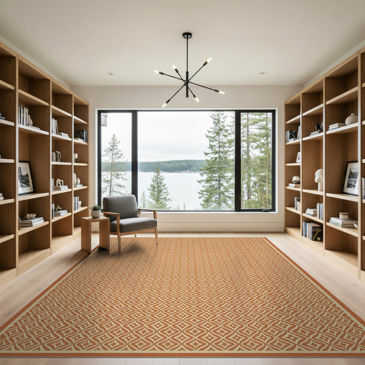 Orange Geometric Diamond Area Rug
