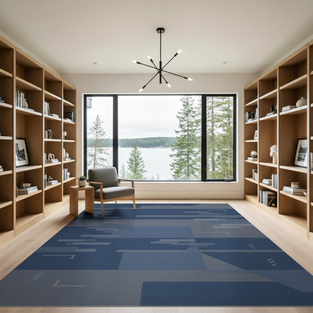 Blue Geometric Abstract Area Rug