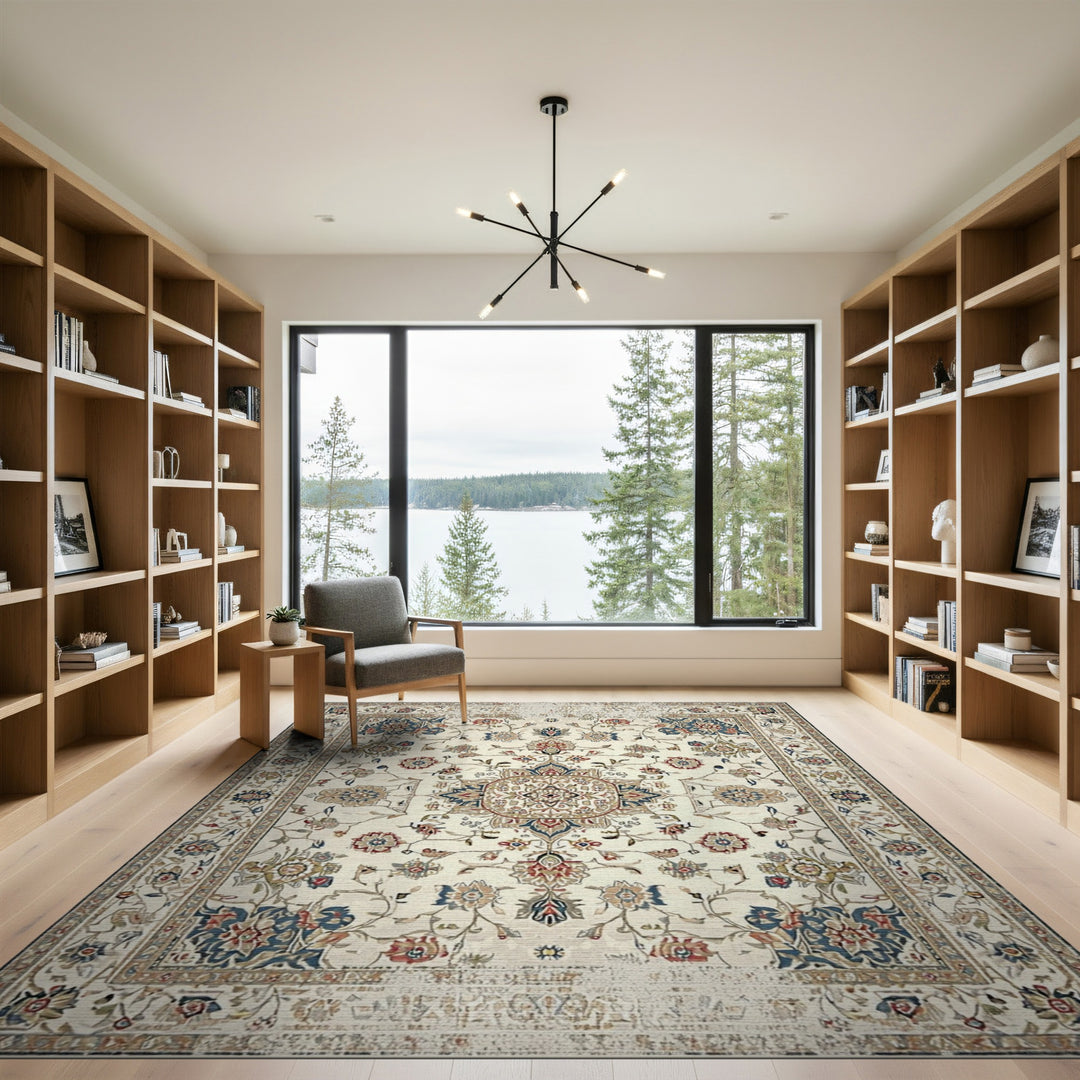 Traditional Persian Beige Floral Area Rug