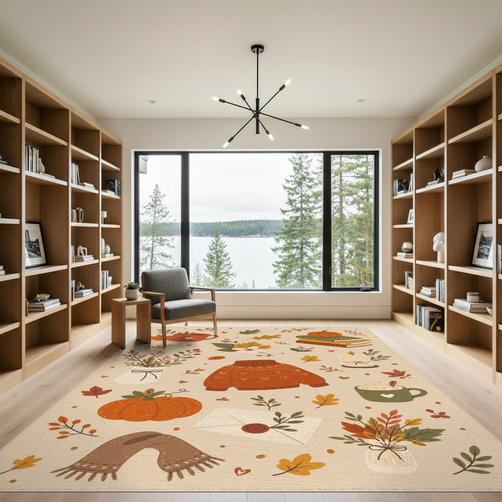 Cozy Autumn Sweater Beige Area Rug