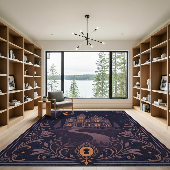 Purple Victorian Mansion Floral Area Rug
