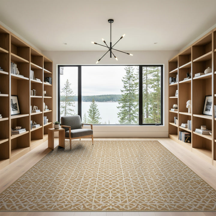 Beige Geometric Lattice Area Rug