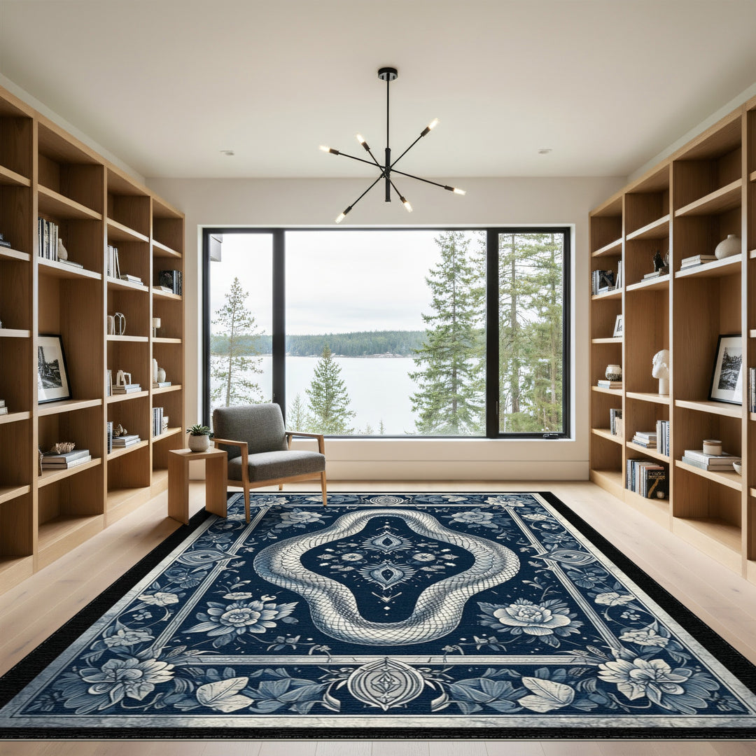 Blue Serpent Floral Area Rug