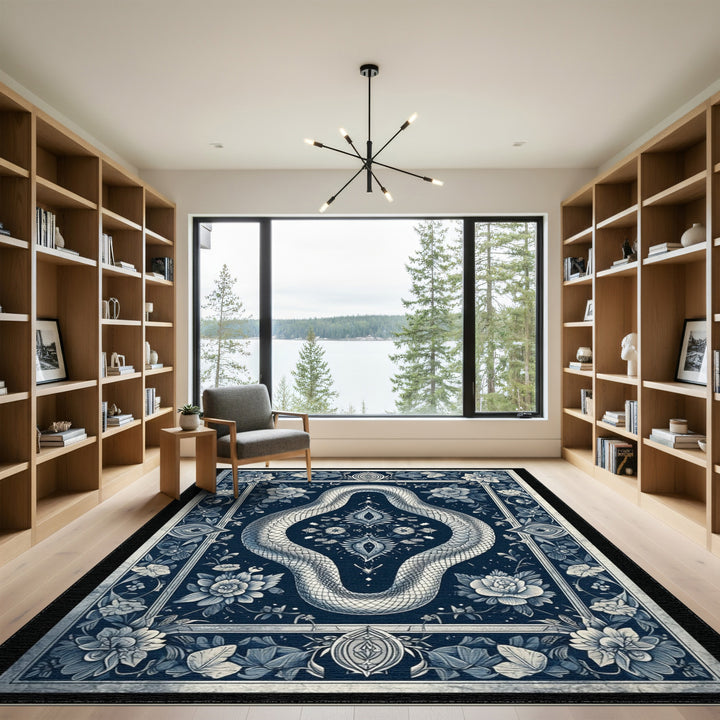 Blue Serpent Floral Area Rug
