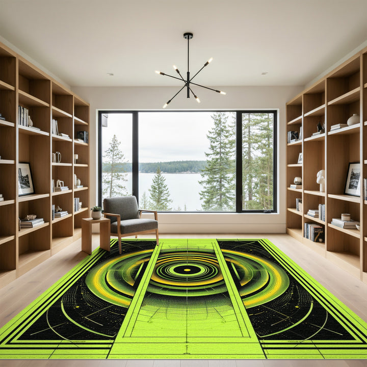 Green Geometric Orbit Area Rug