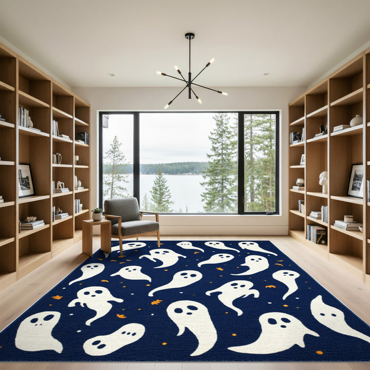 Ghost Kids Navy Blue Area Rug