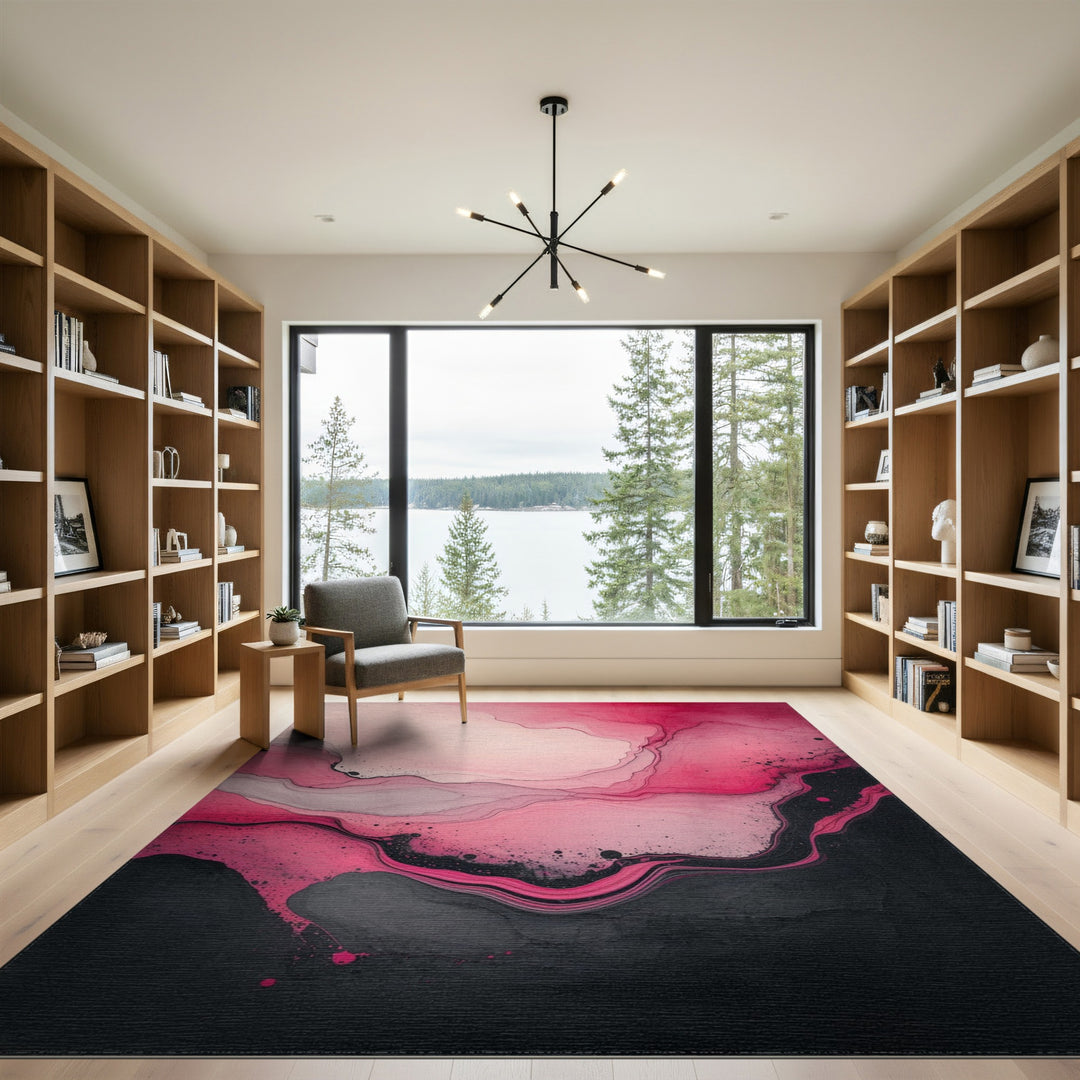 Pink Abstract Fluid Area Rug