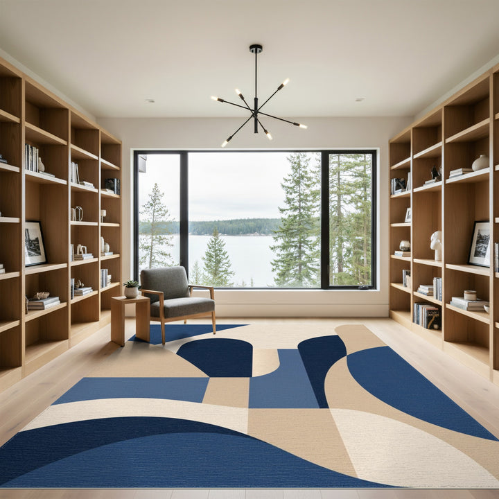 Navy Blue Geometric Area Rug