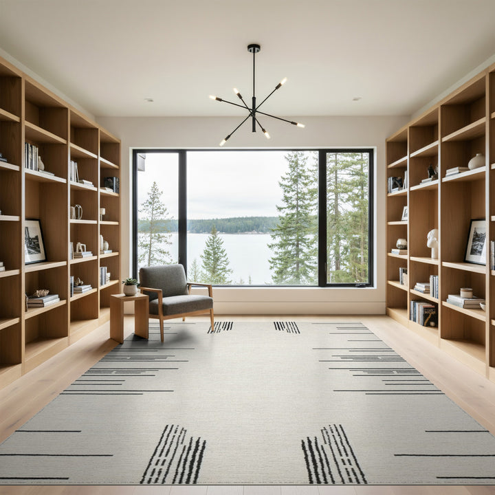 Black and White Black White Linear Geometric Area Rug