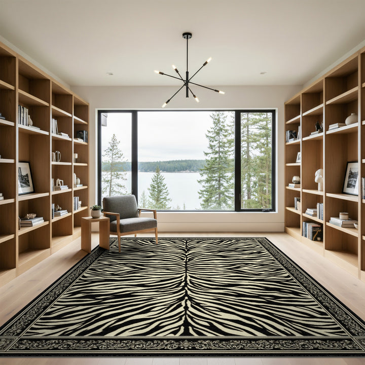 Black White Zebra Print Area Rug