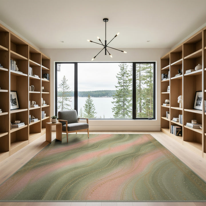 Pink Sage Wave Abstract Area Rug