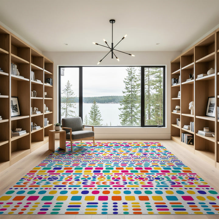 Vibrant Rainbow Geometric Multi-color and Patterns Area Rug