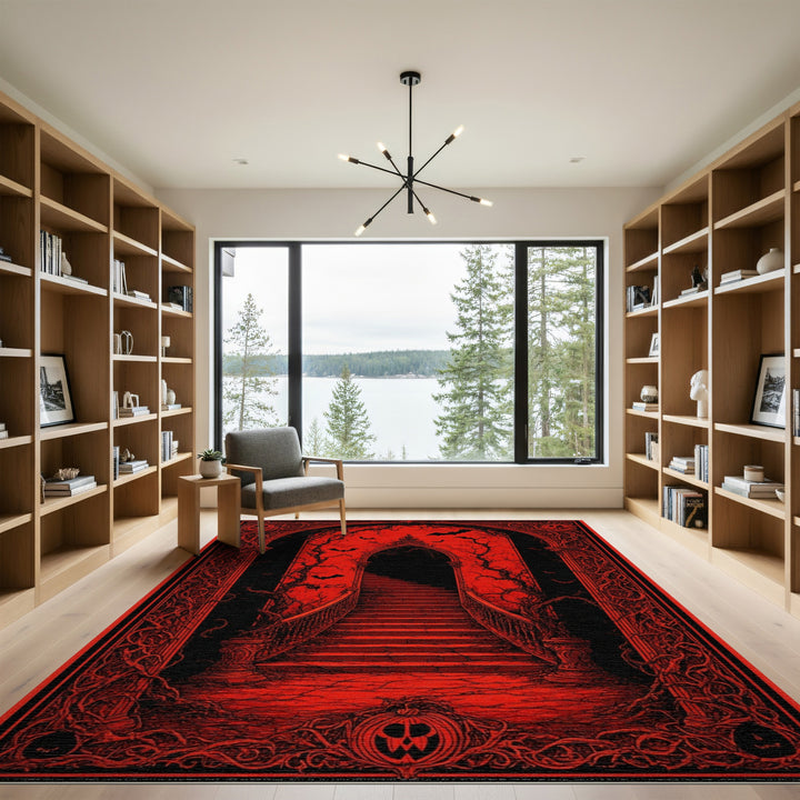 Red Gothic Distressed Vintage Staircase Rug