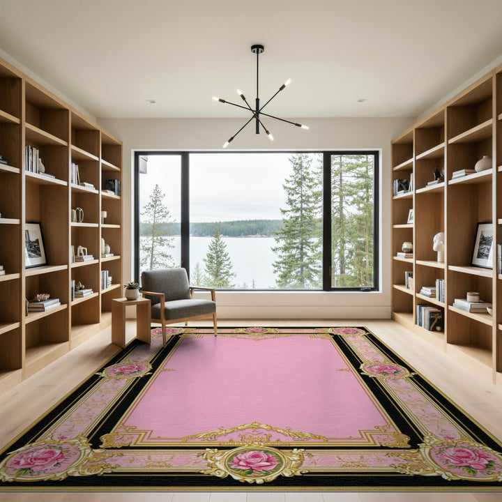 Pink Rose Floral Vintage Area Rug