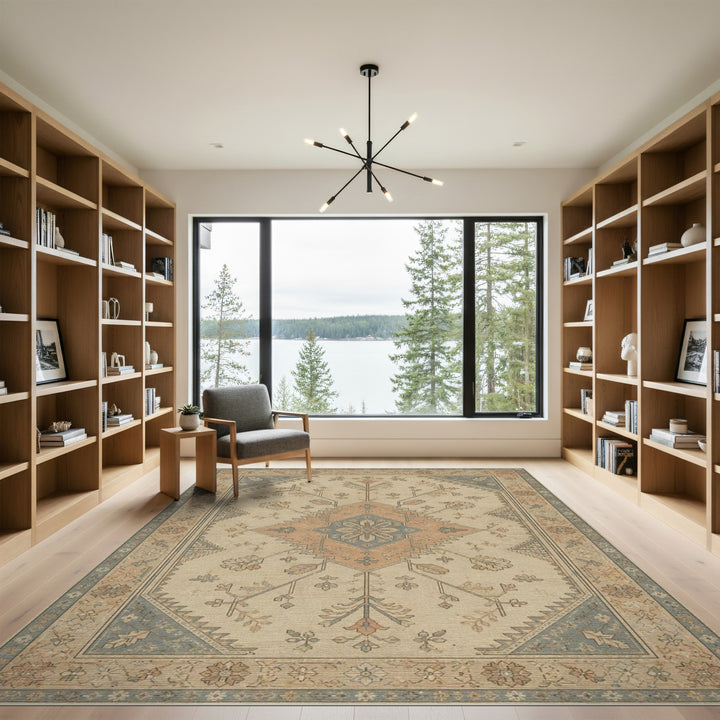 Beige Traditional Persian Medallion Traditional Persian Area Rug