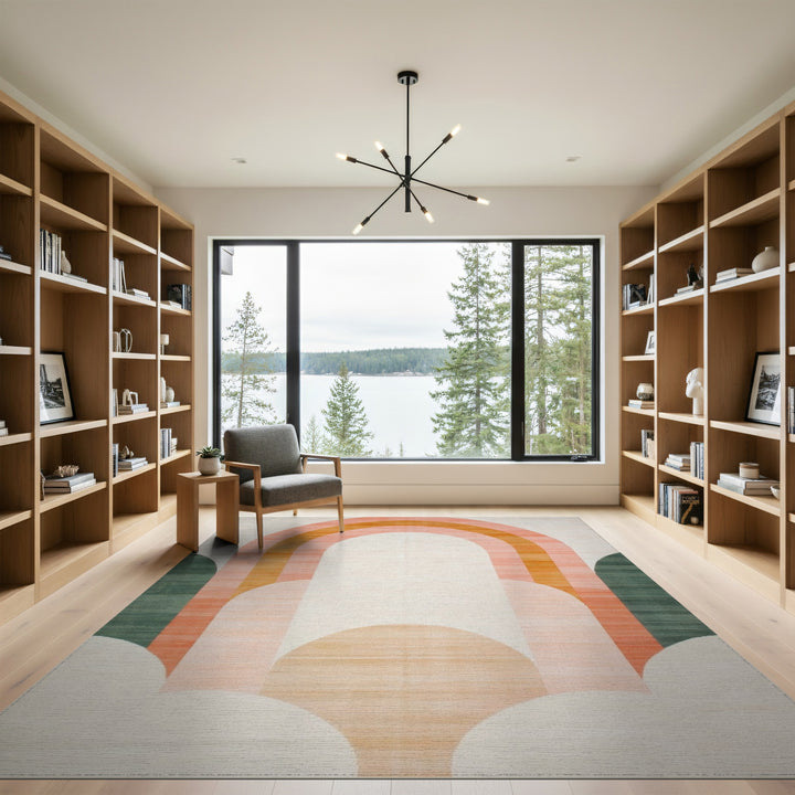 Geometric Modern Pink Arch Geometric Area Rug