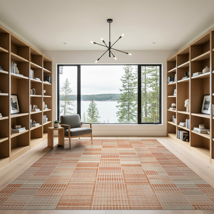 Geometric Modern Orange Geometric Striped Area Rug