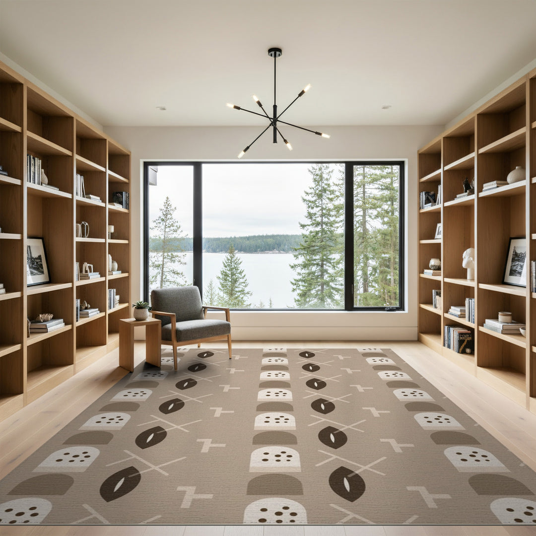 Beige Geometric Modern Area Rug