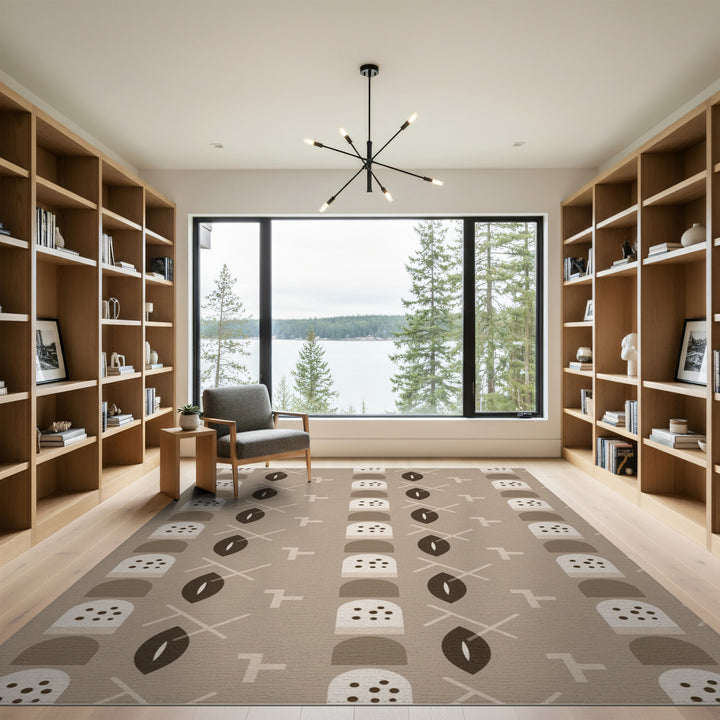 Beige Geometric Modern Area Rug