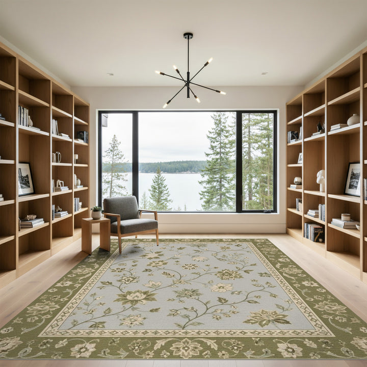 Sage Floral Vintage Sage Green Floral Vintage Area Rug