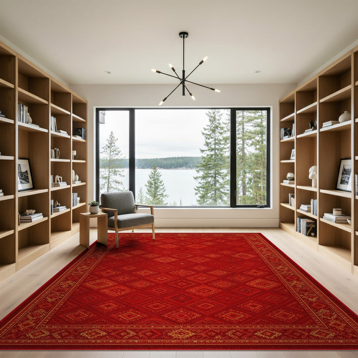 Red Geometric Diamond Geometric Modern Area Rug