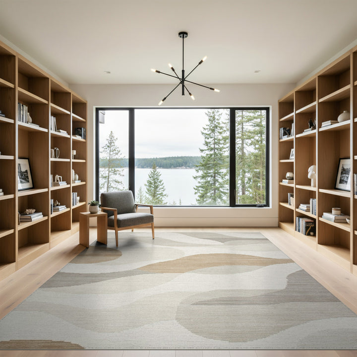 Wave Abstract Area Beige Neutral Abstract Wave Area Rug