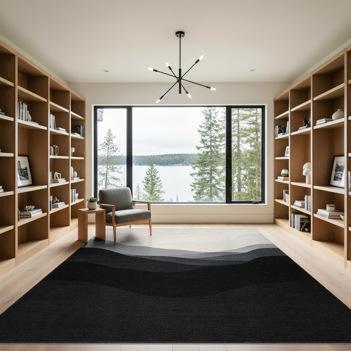 Grey Layered Hills Abstract Area Rug