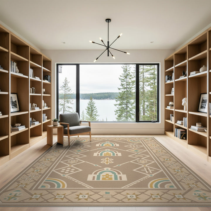 Beige Southwestern Geometric Area Rug