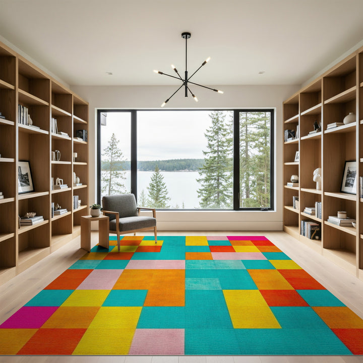 Vibrant Geometric Multi-Color Area Rug