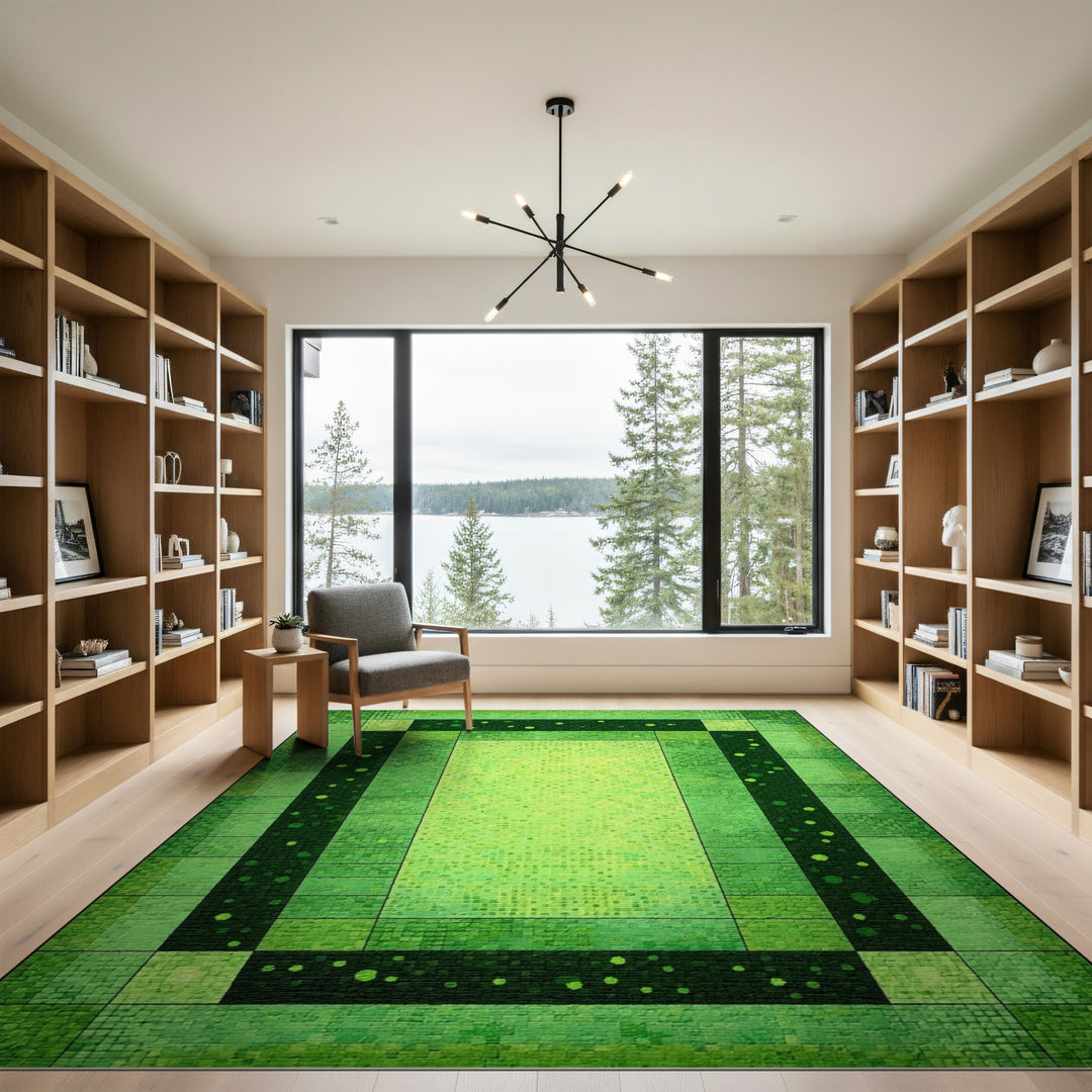 Geometric Modern Green Geometric Mosaic Area Rug